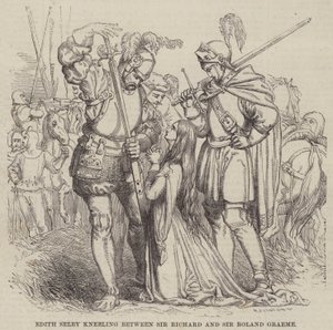 Edith Selby knielt tussen Sir Richard en Sir Roland Graeme door William James Linton